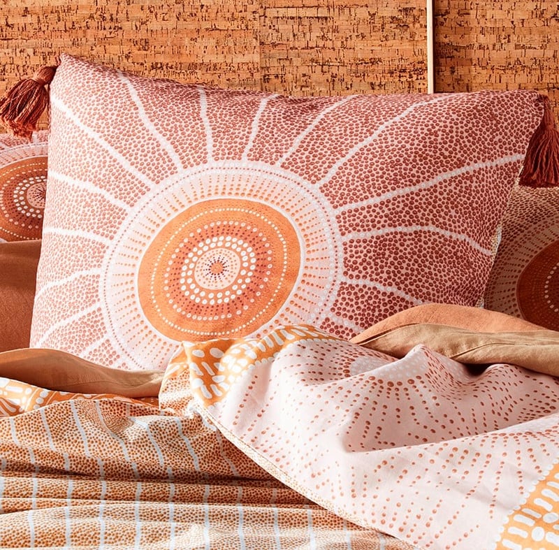 Brad Turner Jalngay Ngahriyan Bedlinen Euro Each Pink Earth P/Case