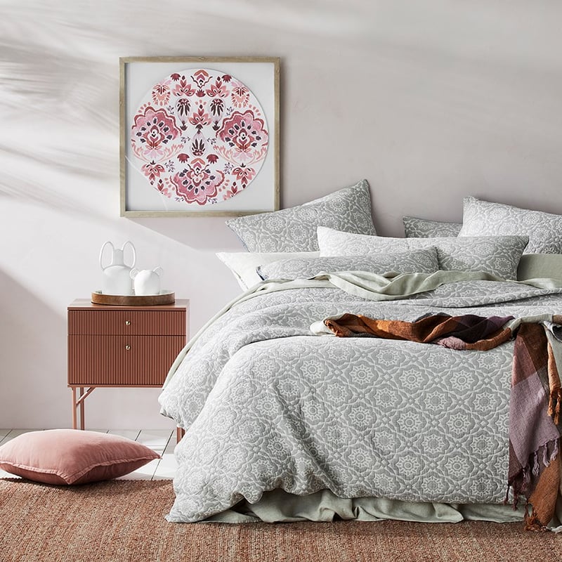 Saira Matelasse Stone Quilt Cover