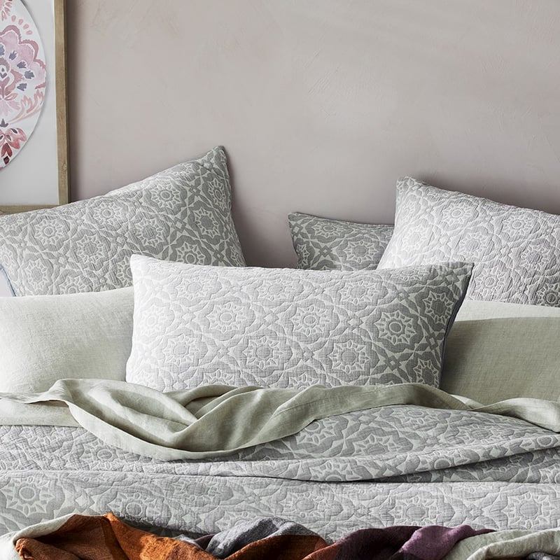 Saira Matelasse Stone Quilt Cover