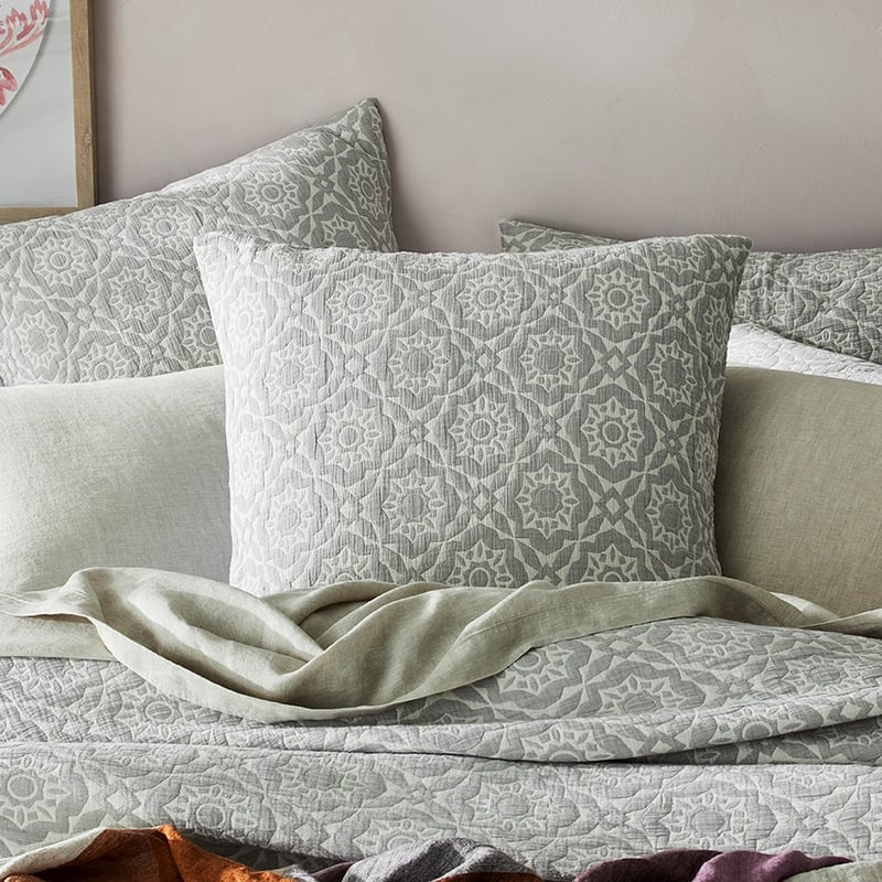 Saira Matelasse Stone Quilt Cover