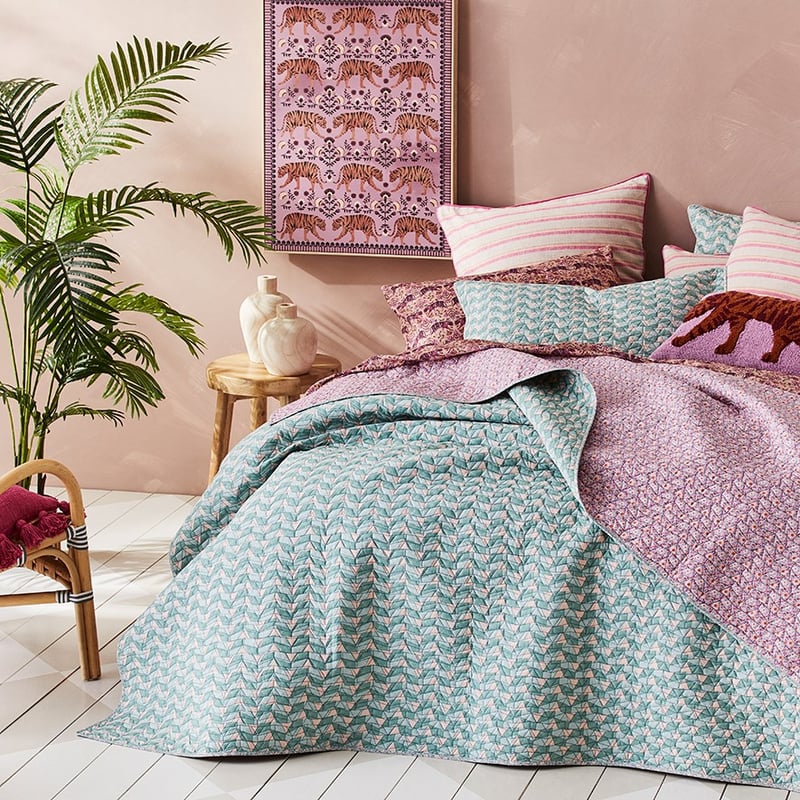 Mumbai Turquoise Quilted Coverlet