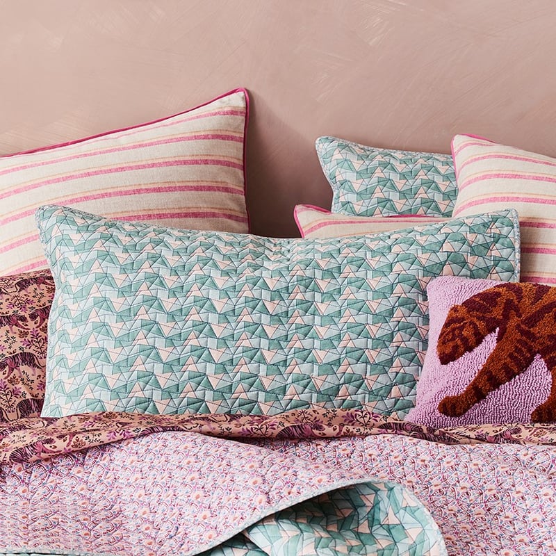 Mumbai Turquoise Quilted Coverlet