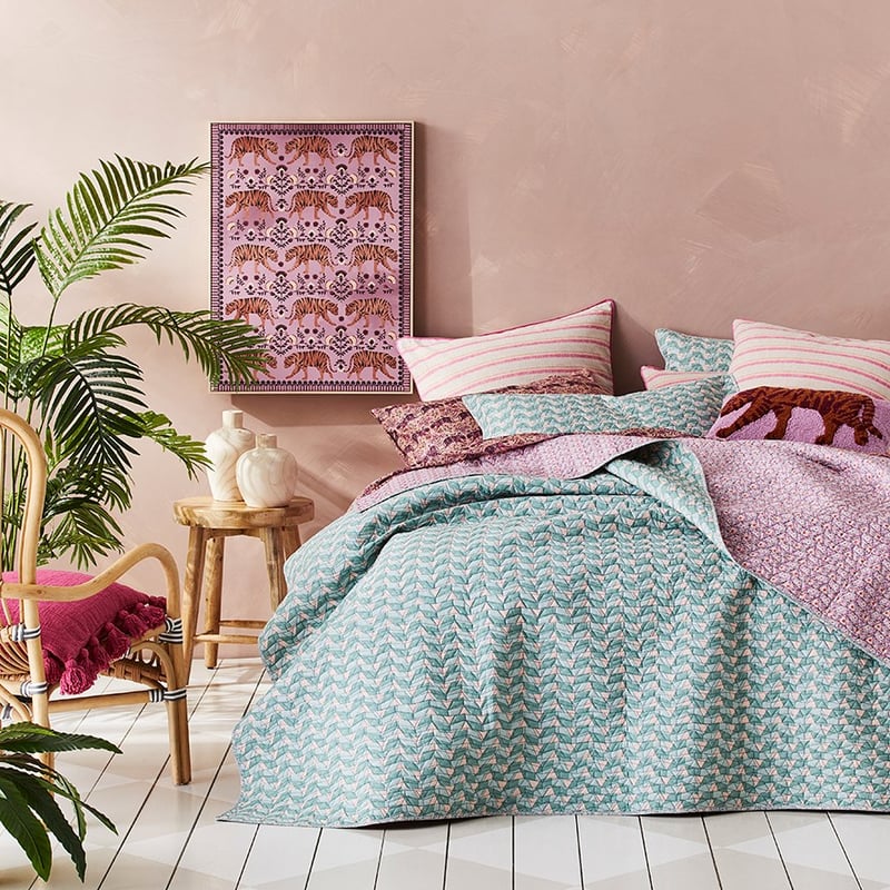 Mumbai Turquoise Quilted Coverlet