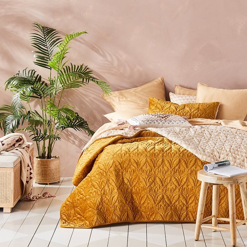 Krisha Gold Quilted Coverlet