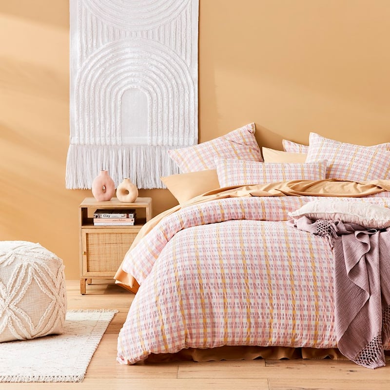 Cara Check Soft Lilac Quilt Cover Set