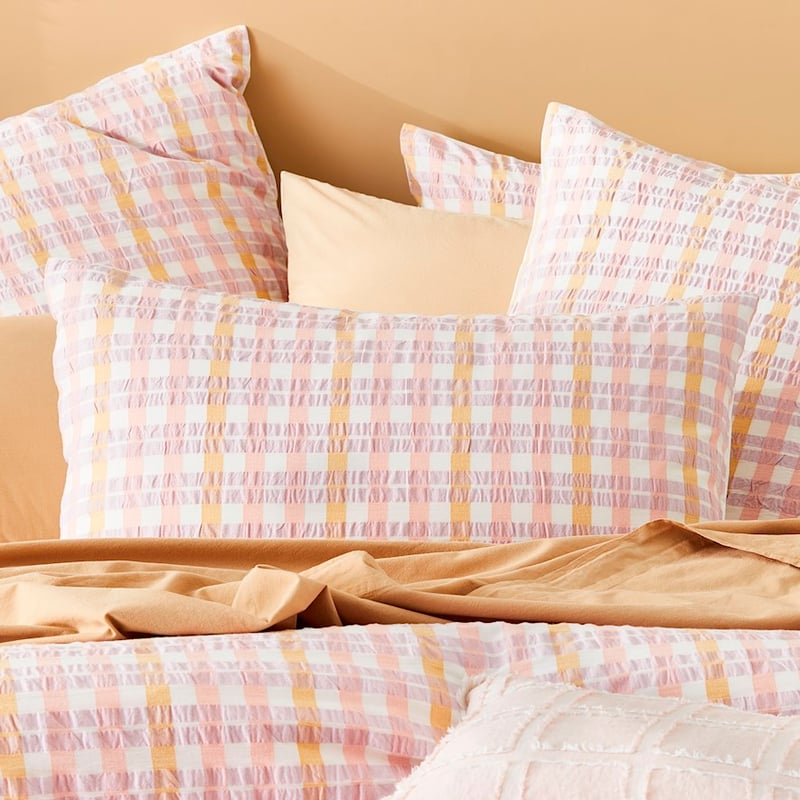 Cara Check Soft Lilac Quilt Cover Set