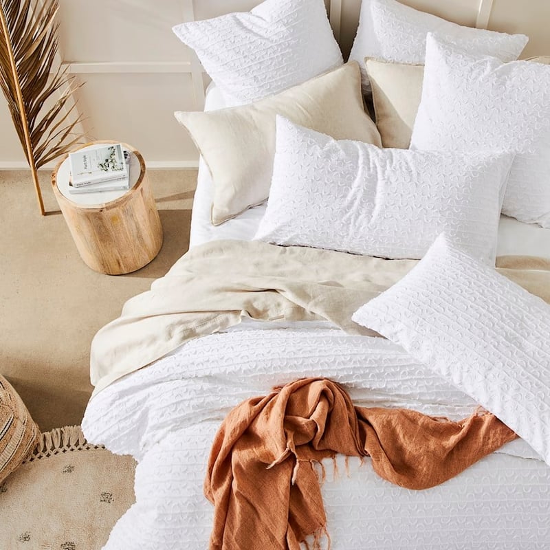 Miley Jacquard White Quilt Cover Set