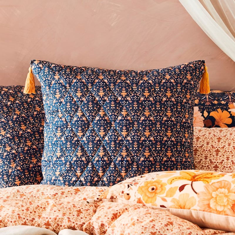 Wandering Folk Dawn Floral Navy Coverlet 