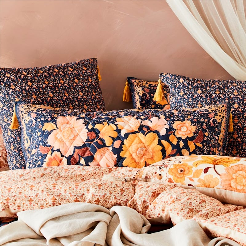 Wandering Folk Dawn Floral Navy Coverlet 