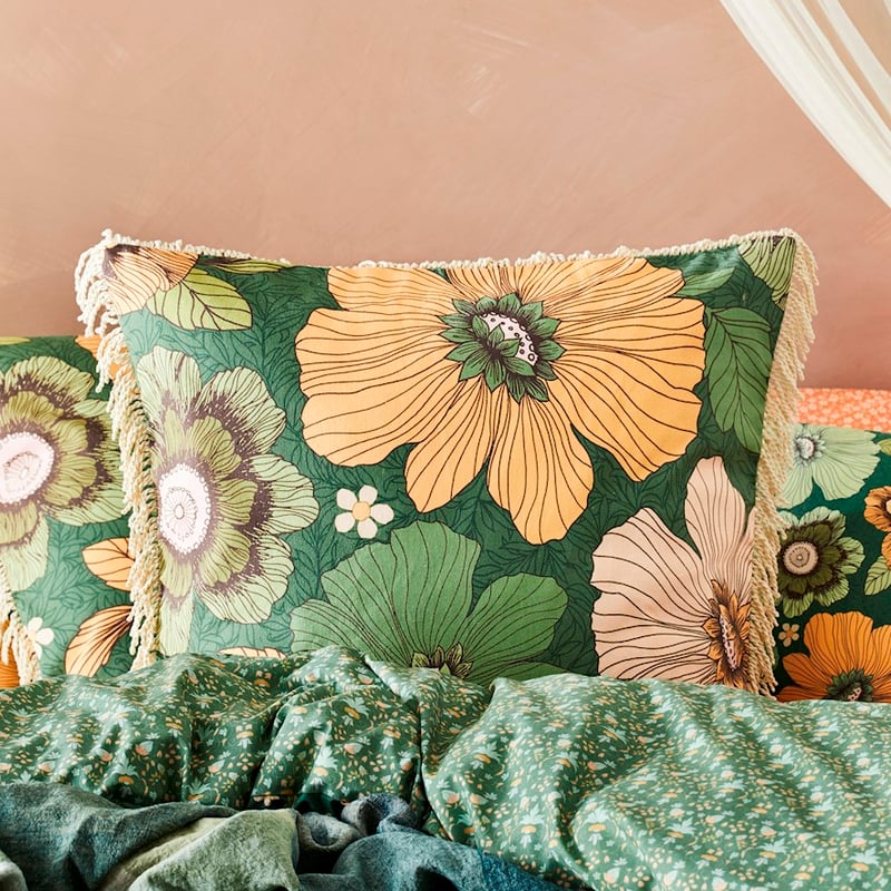 Wandering Folk Emerald Floral Quilt Cover Set
