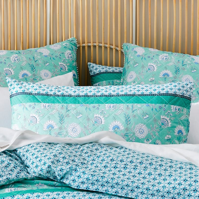 Clara Turquoise Quilted Quilt Cover + Pillowcases