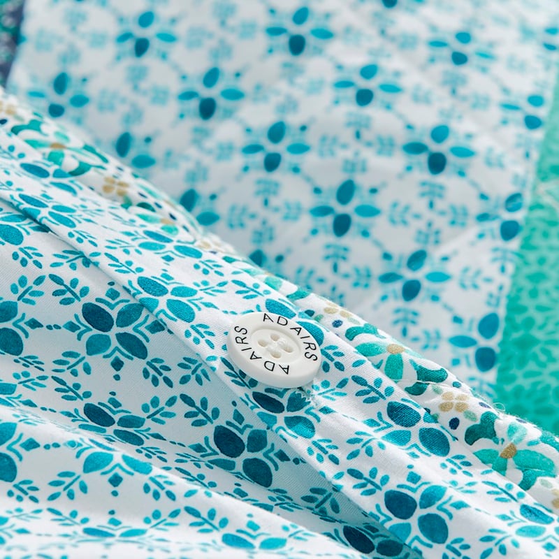 Clara Turquoise Quilted Quilt Cover + Pillowcases