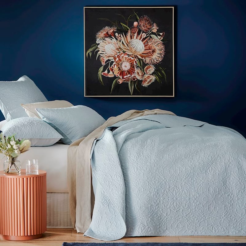Chloe Ice Blue Quilted Coverlet