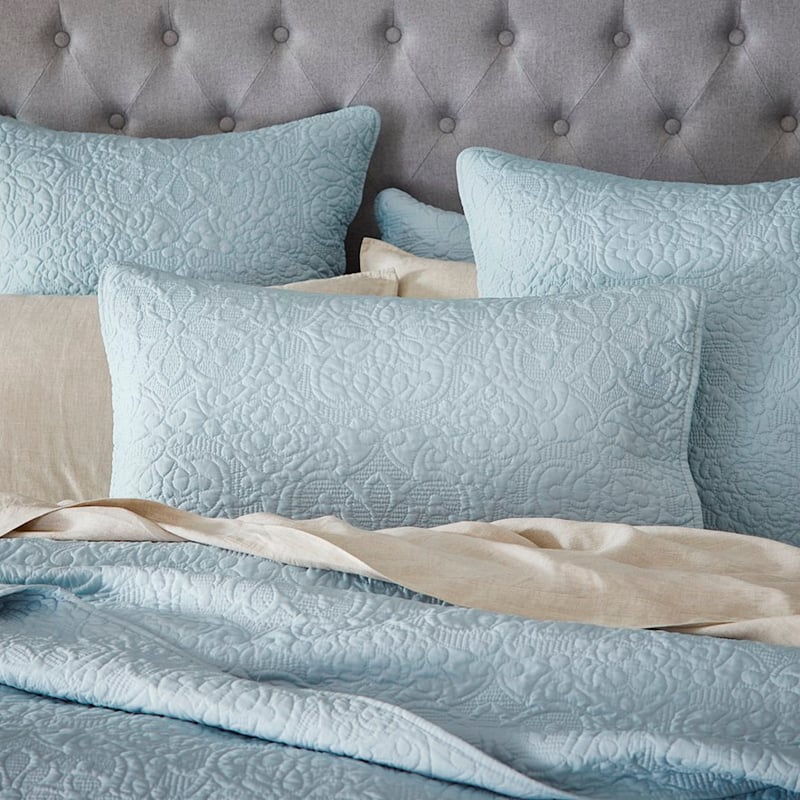 Chloe Ice Blue Quilted Coverlet
