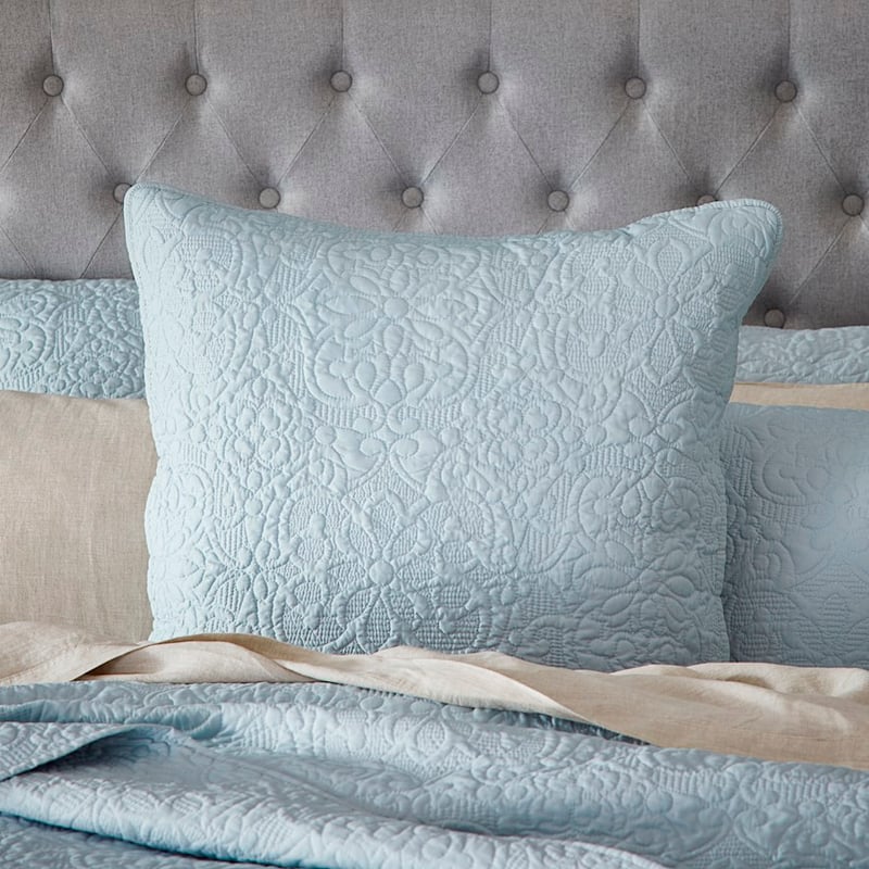 Chloe Ice Blue Quilted Coverlet