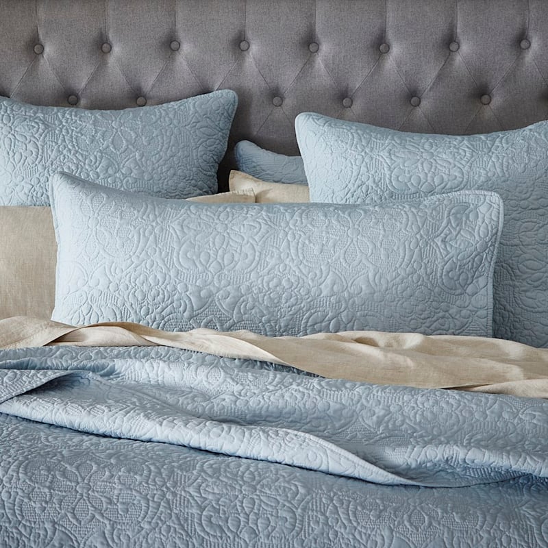Chloe Ice Blue Quilted Coverlet