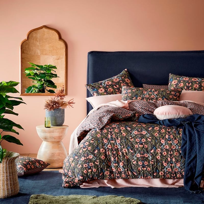 Ruby Navy Quilted Quilt Cover