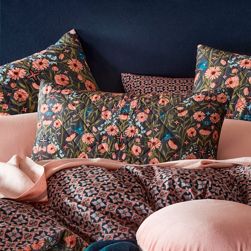 Ruby Navy Quilted Quilt Cover