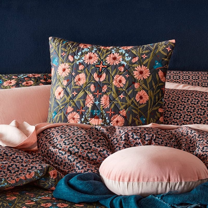 Ruby Navy Quilted Quilt Cover