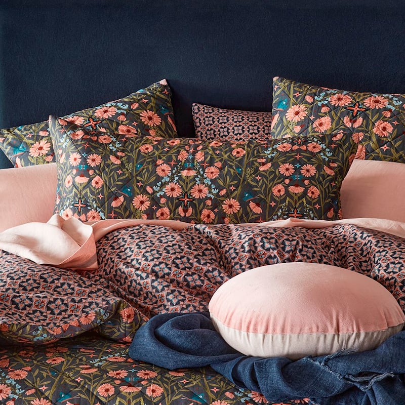 Ruby Navy Quilted Quilt Cover