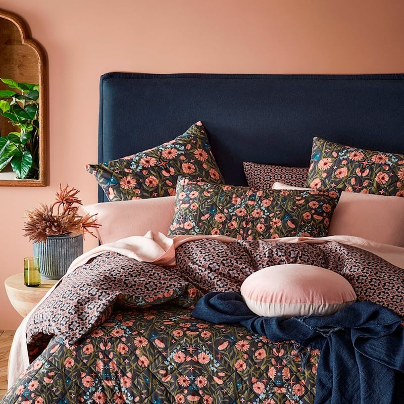 Ruby Navy Quilted Quilt Cover