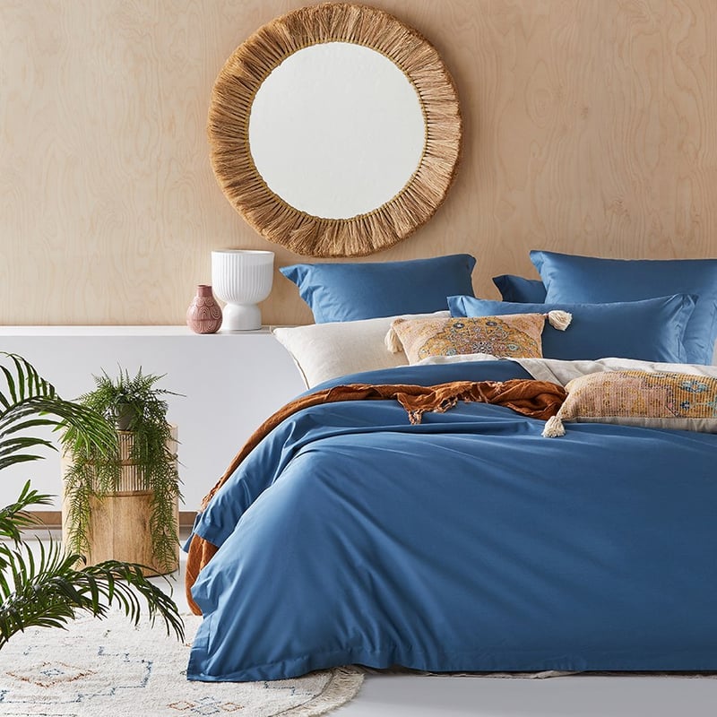 600TC Bamboo Cotton Steel Blue Quilt Cover