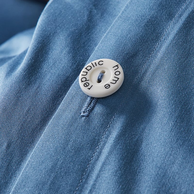 600TC Bamboo Cotton Steel Blue Quilt Cover