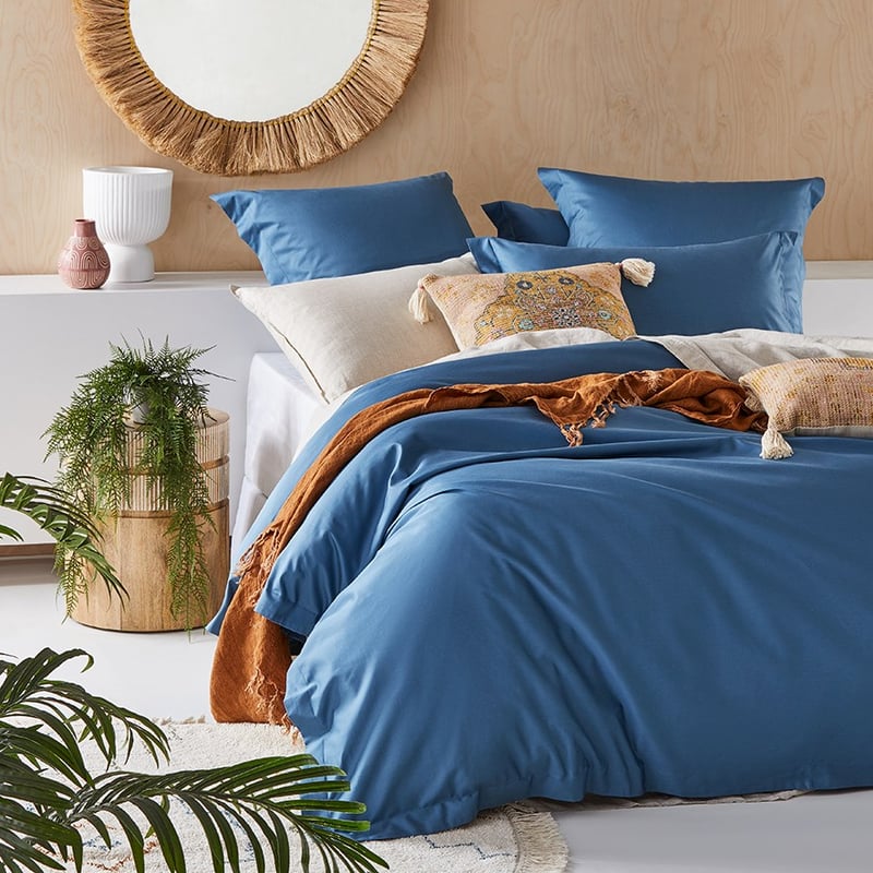 600TC Bamboo Cotton Steel Blue Quilt Cover