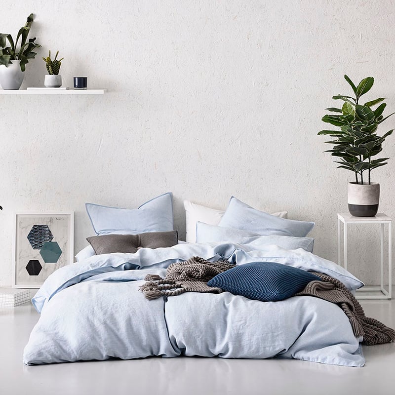 Vintage Washed Linen Quilt Cover Chambray
