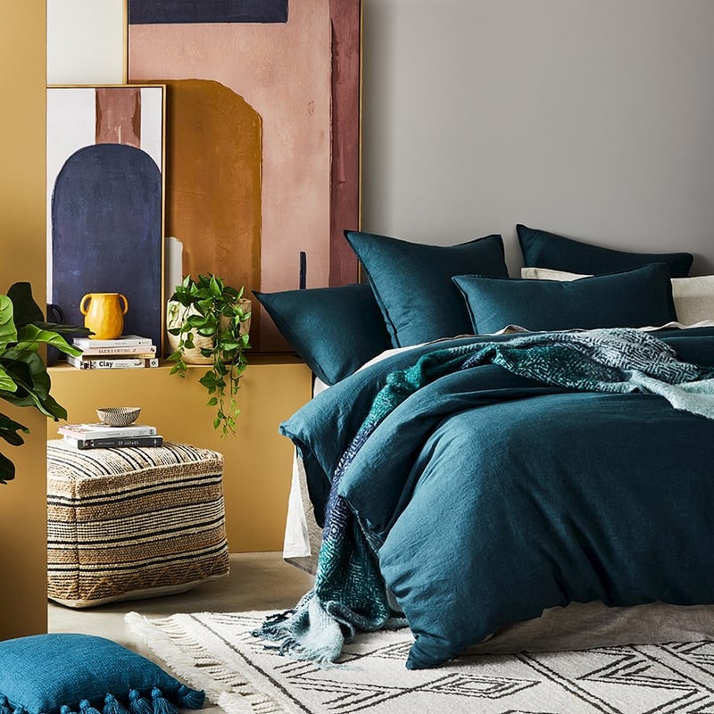 Vintage Washed Deep Teal Quilt Cover