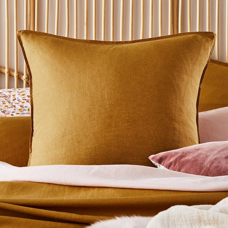 Vintage Washed Linen Dijon Quilt Cover 