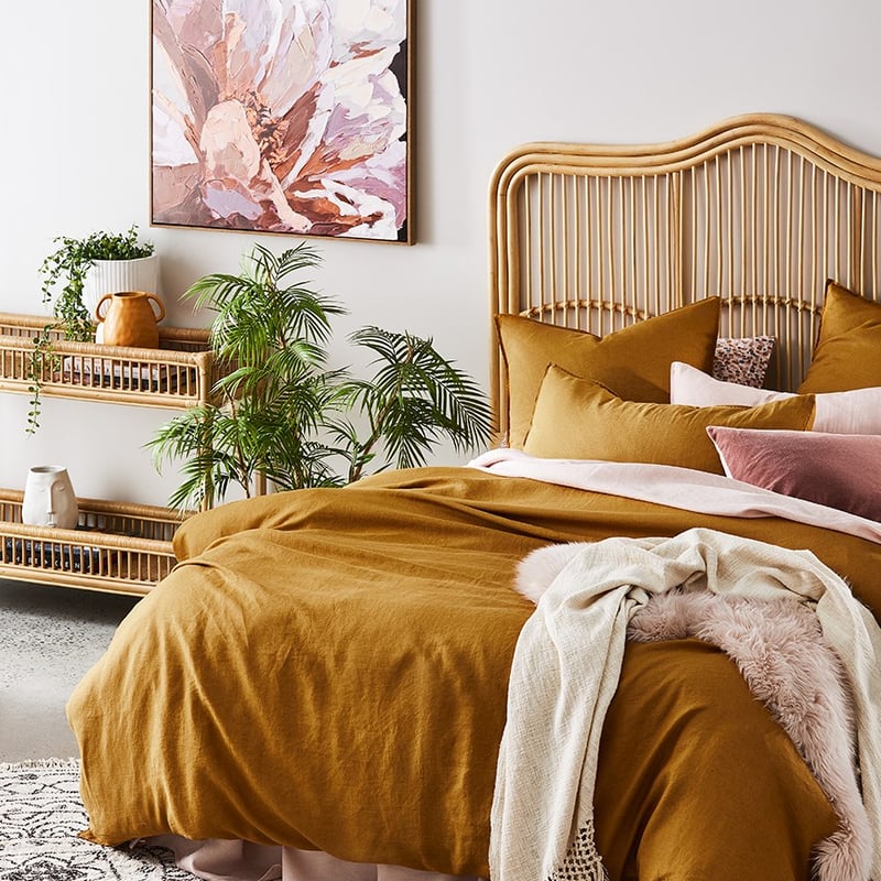 Vintage Washed Linen Dijon Quilt Cover 