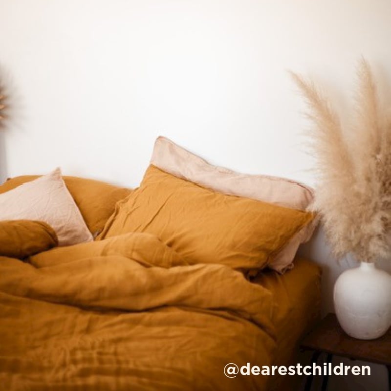 Vintage Washed Linen Dijon Quilt Cover 