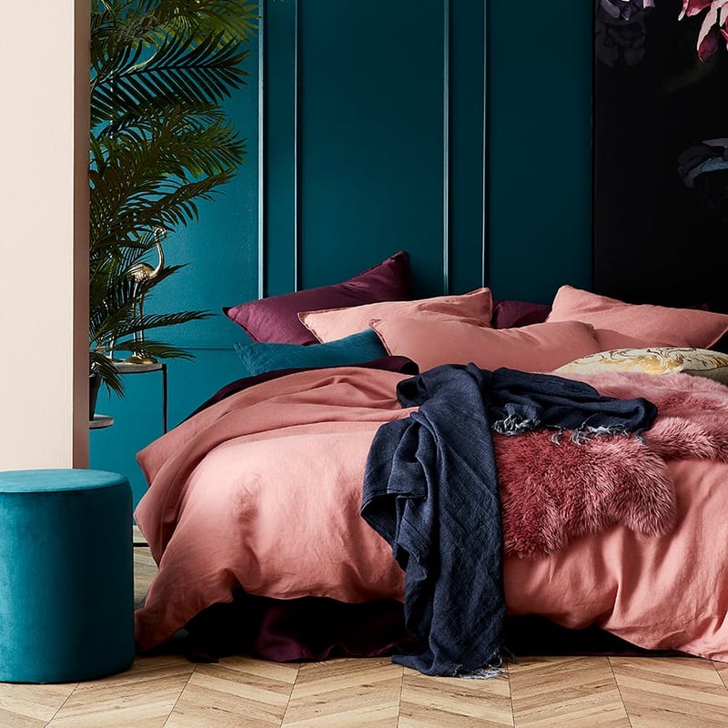 Vintage Washed Linen Quilt Cover Dusty Rose