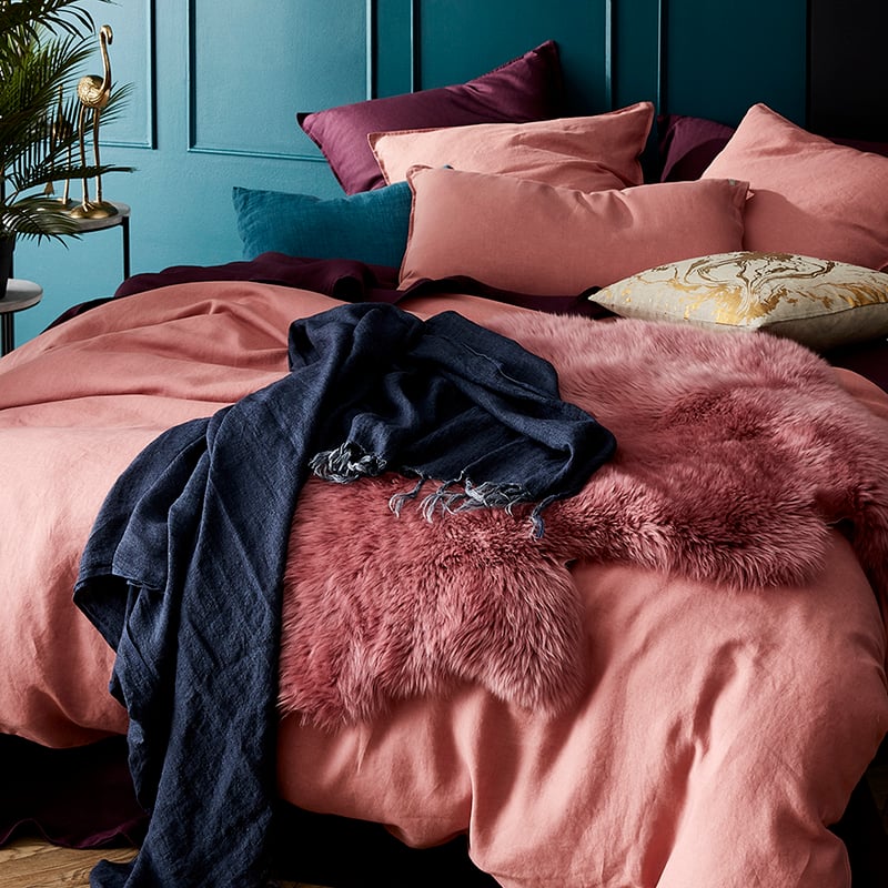 Vintage Washed Linen Quilt Cover Dusty Rose