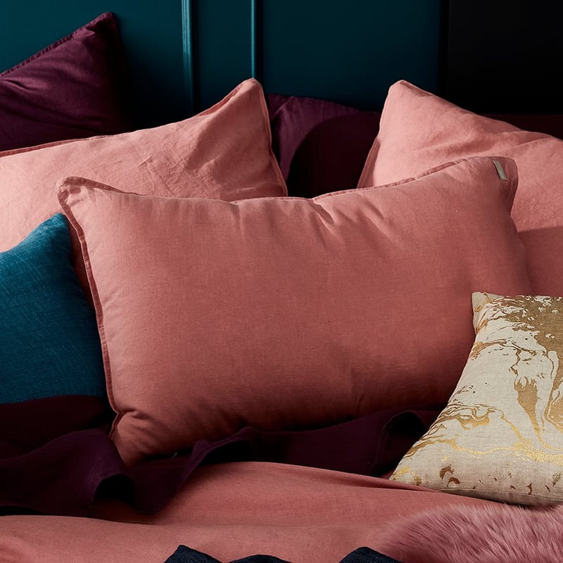 Vintage Washed Linen Quilt Cover Dusty Rose