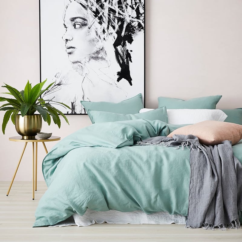 Vintage Washed Linen Quilt Cover Fern