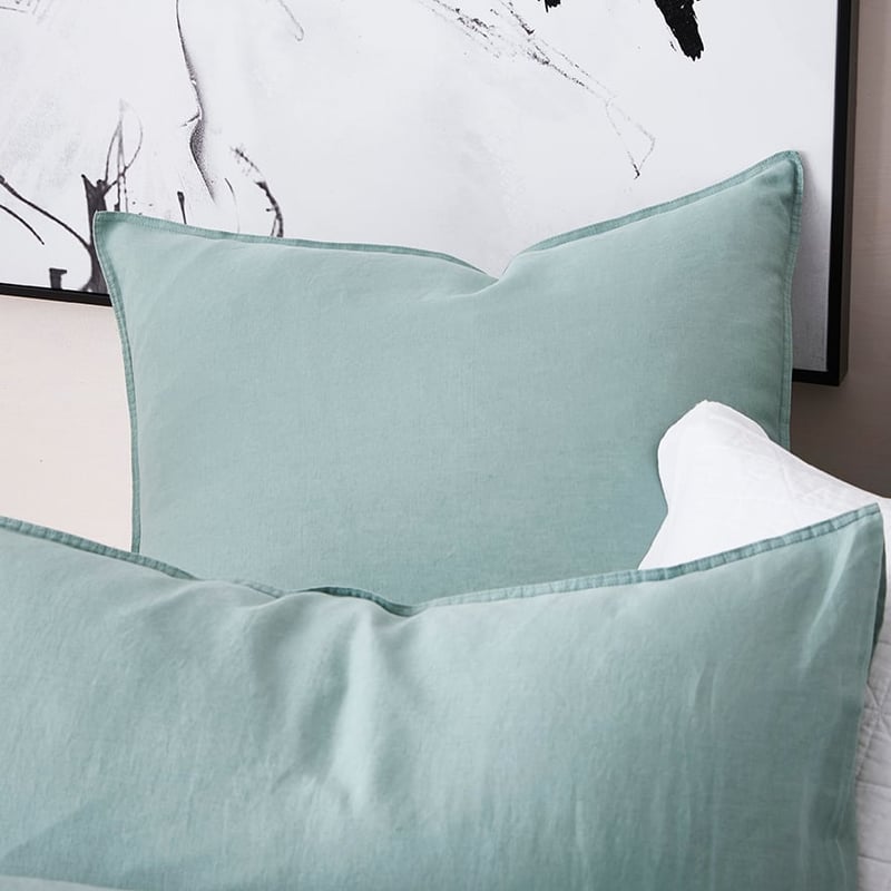 Vintage Washed Linen Quilt Cover Fern