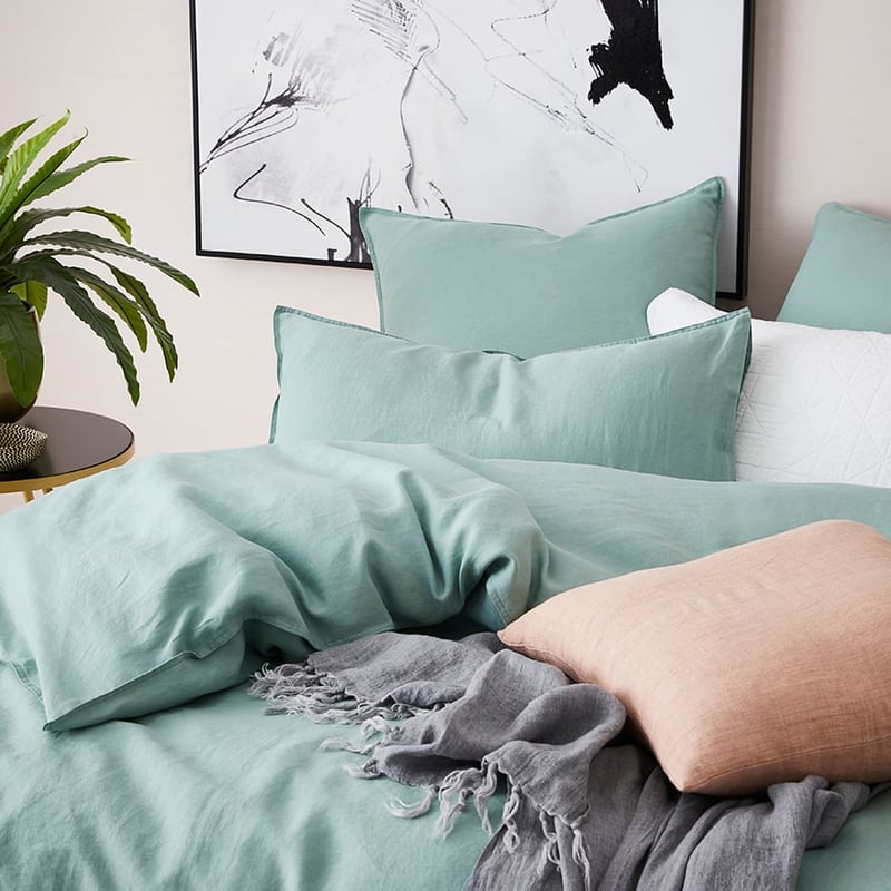 Vintage Washed Linen Quilt Cover Fern