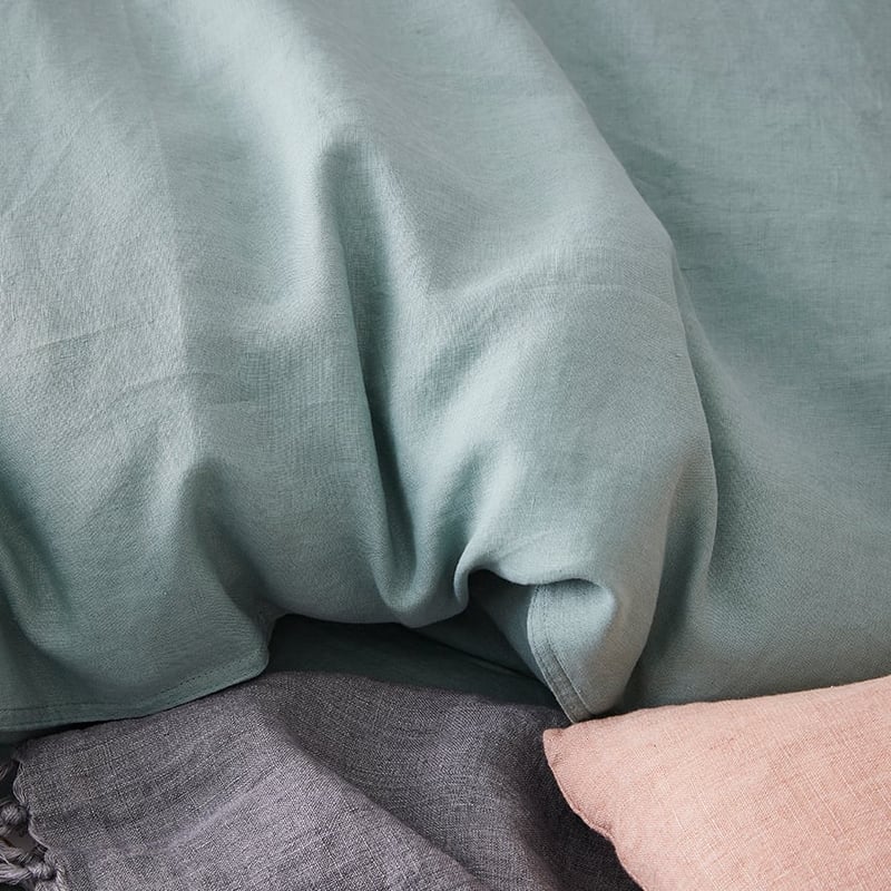 Vintage Washed Linen Quilt Cover Fern