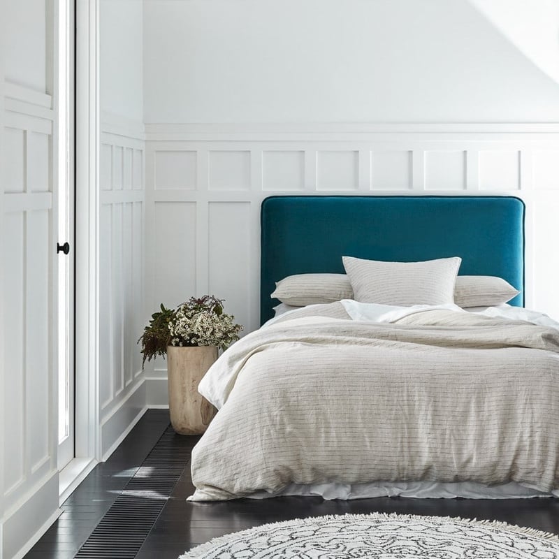 Vintage Washed Linen Navy & Linen Stripe Quilt Cover