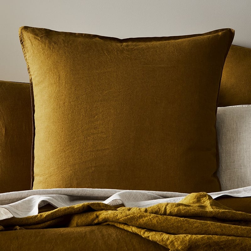 Vintage Washed Linen Olive Oil Quilt Cover