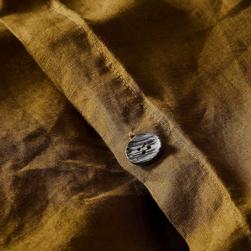 Vintage Washed Linen Olive Oil Quilt Cover