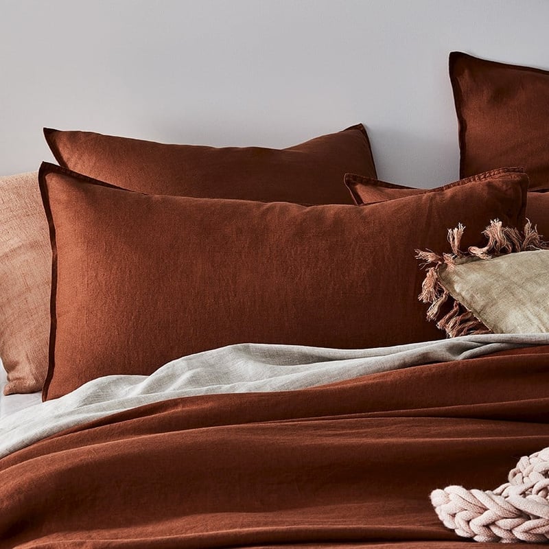 Vintage Washed Linen Paprika Quilt Cover