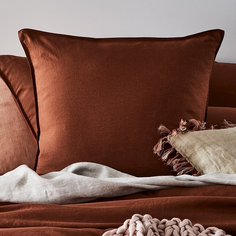 Vintage Washed Linen Paprika Quilt Cover