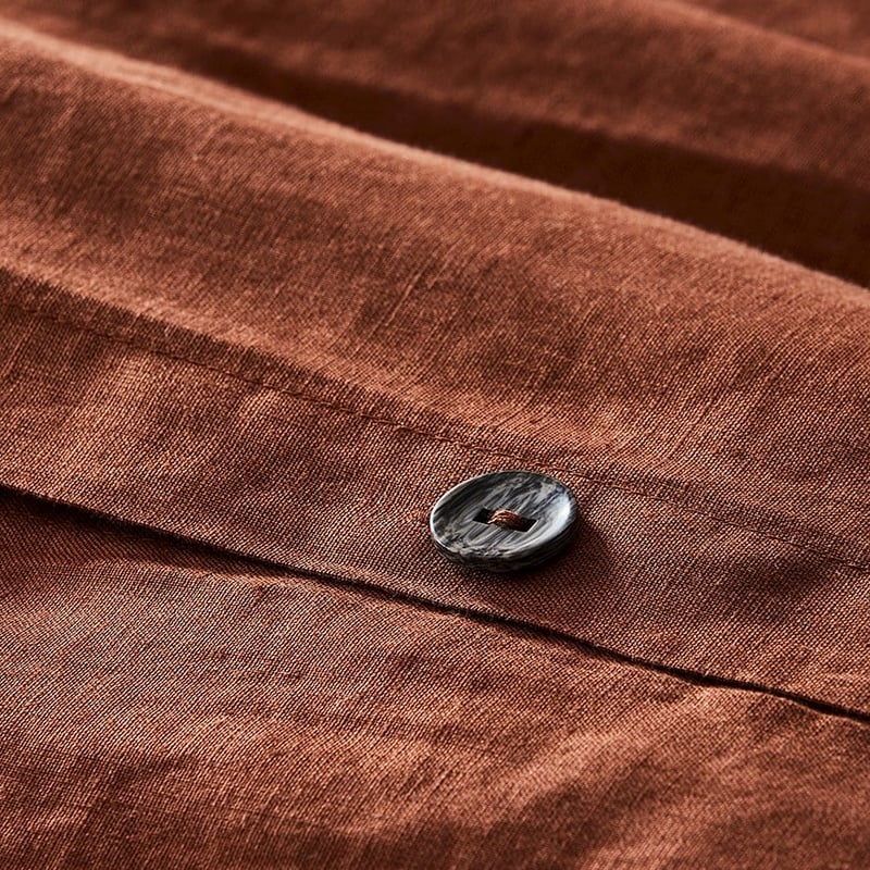 Vintage Washed Linen Paprika Quilt Cover