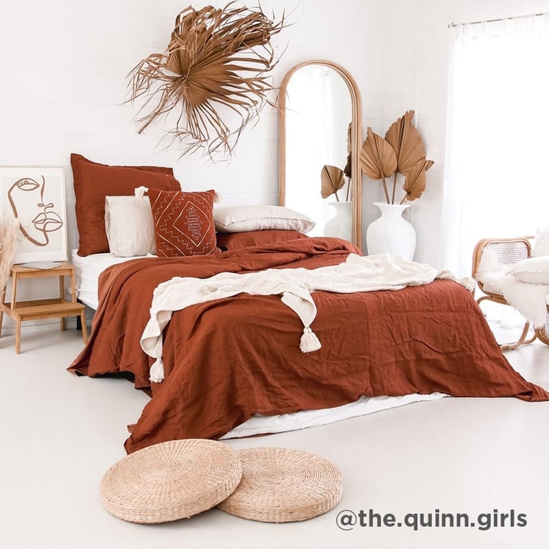 Vintage Washed Linen Paprika Quilt Cover