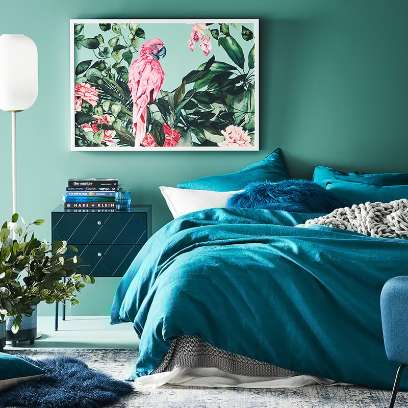 Vintage Washed Linen Quilt Cover Peacock