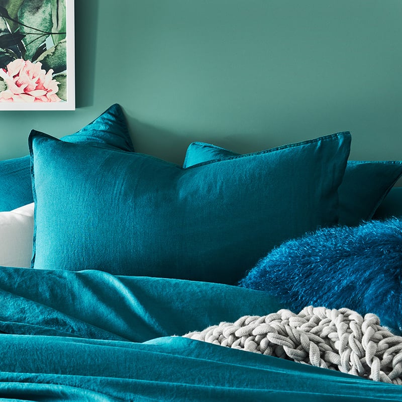 Vintage Washed Linen Quilt Cover Peacock