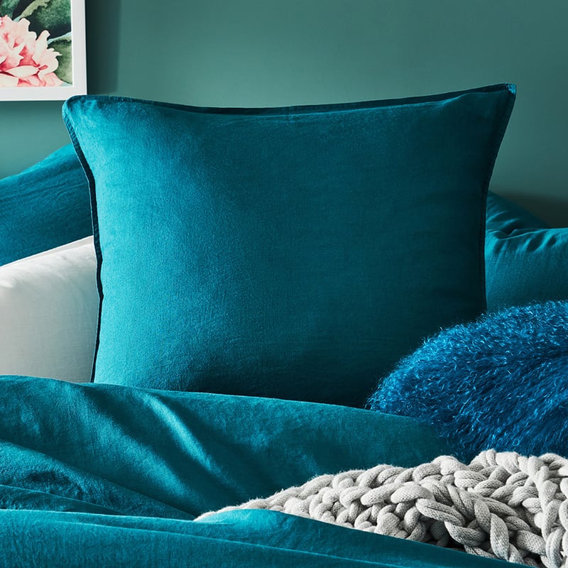 Vintage Washed Linen Quilt Cover Peacock